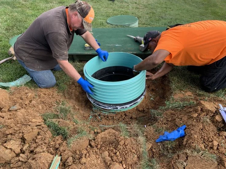 Technician performing soil testing as part of the septic tank installation