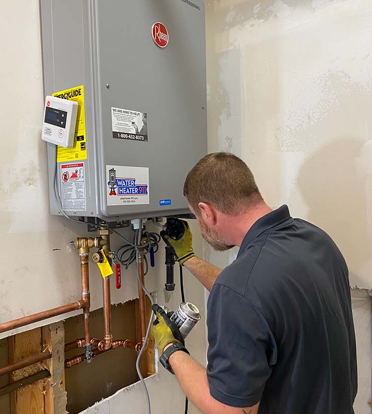 Water Heater Installation in a residential utility room